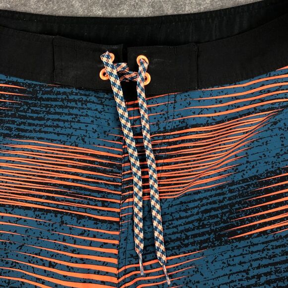 Nike Mens Board Shorts 36 Blue Orange Striped Drawstring Closure Swim Trunks - Picture 4 of 12